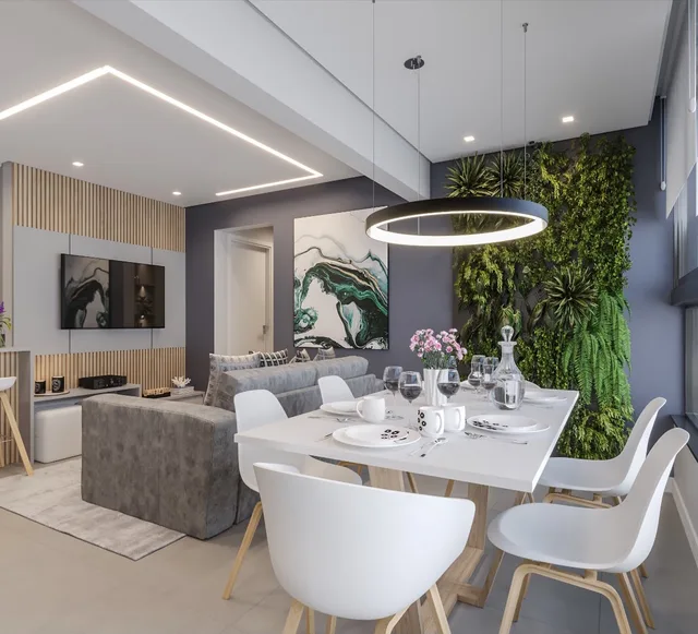 Apartamento para alugar em Florianópolis: sala de jantar integrada (projeto)