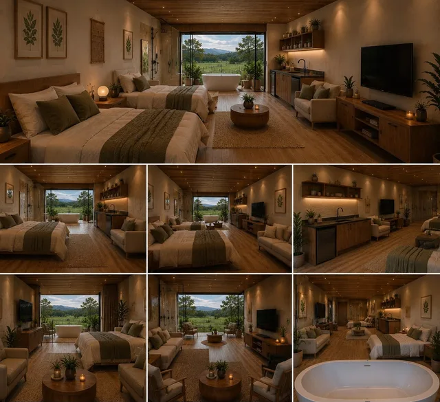 Cabana na ONYX Fazenda: sala com vista para a natureza (projeto)